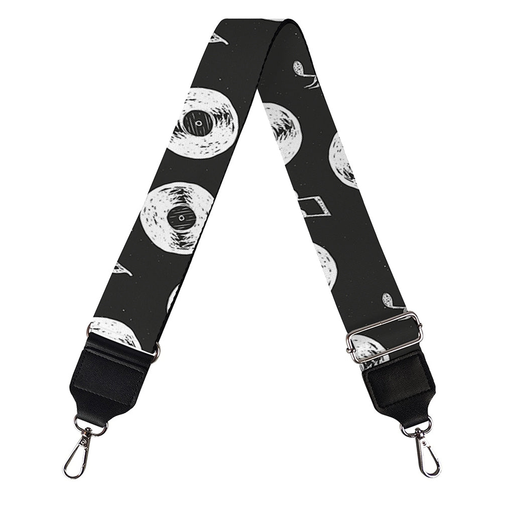 Hand Drawn Vinyl Record Pattern Print Bag Strap