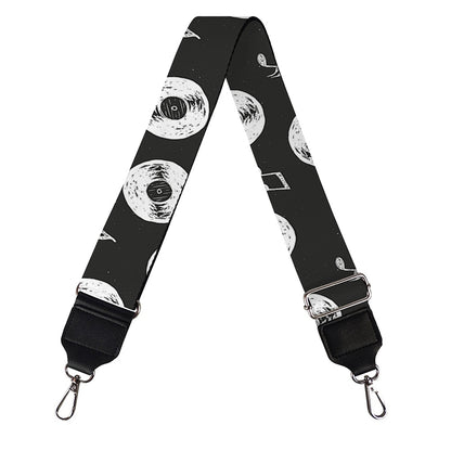 Hand Drawn Vinyl Record Pattern Print Bag Strap