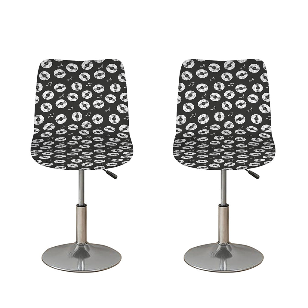 Hand Drawn Vinyl Record Pattern Print Bar Stool Covers
