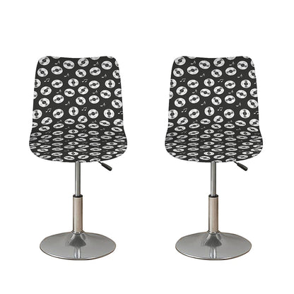 Hand Drawn Vinyl Record Pattern Print Bar Stool Covers