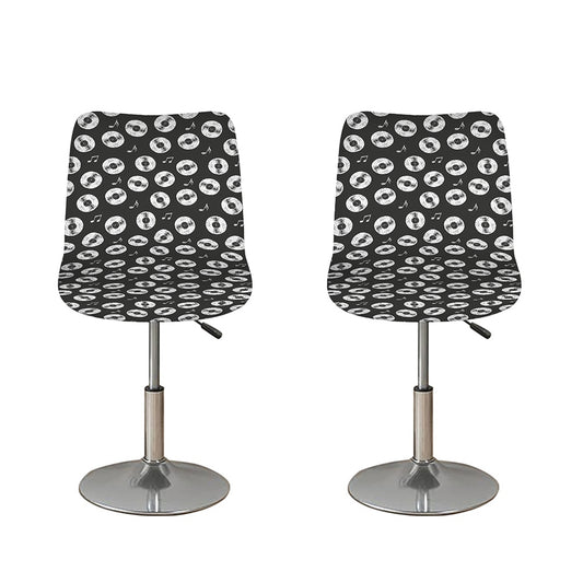 Hand Drawn Vinyl Record Pattern Print Bar Stool Covers