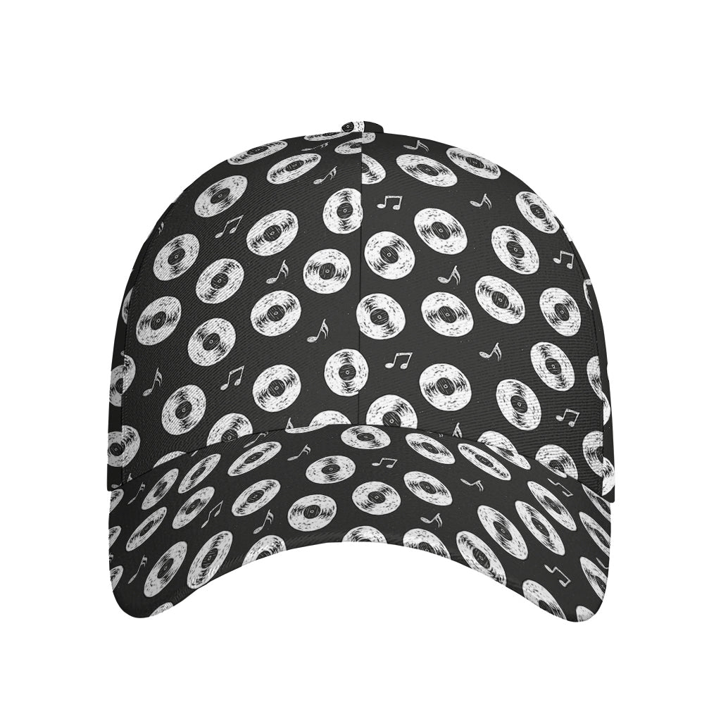 Hand Drawn Vinyl Record Pattern Print Baseball Cap