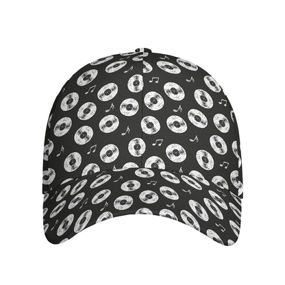 Hand Drawn Vinyl Record Pattern Print Baseball Cap