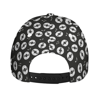 Hand Drawn Vinyl Record Pattern Print Baseball Cap