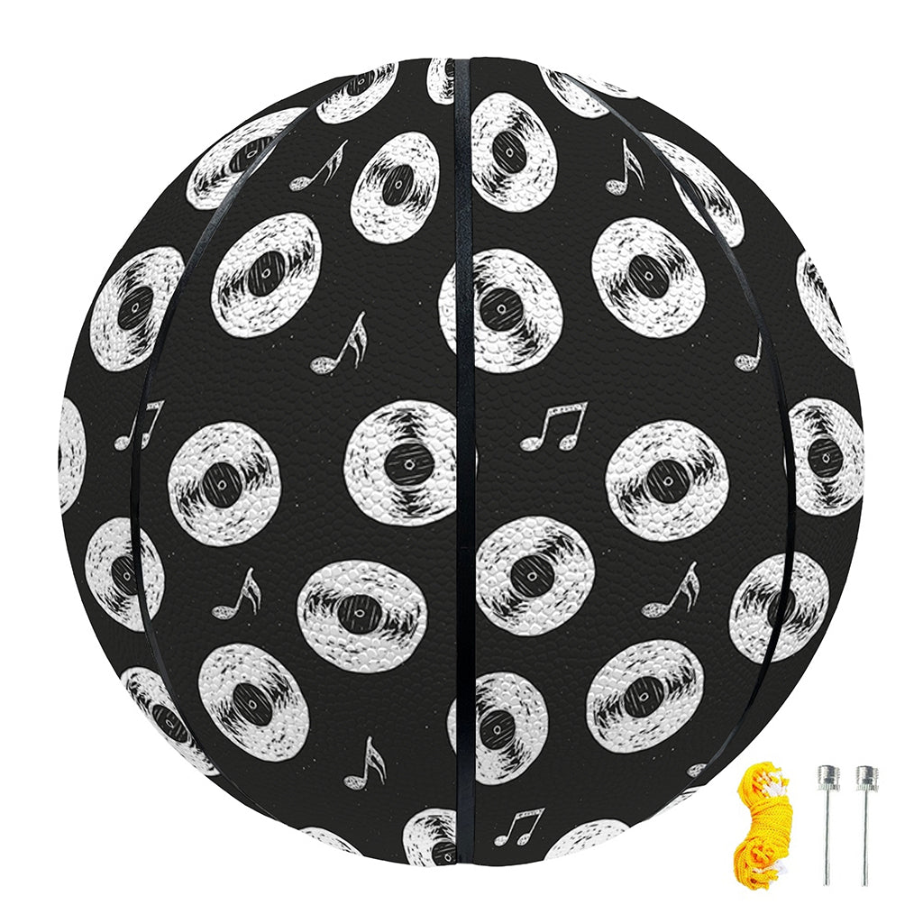 Hand Drawn Vinyl Record Pattern Print Basketball