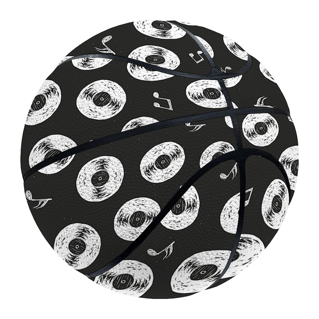 Hand Drawn Vinyl Record Pattern Print Basketball