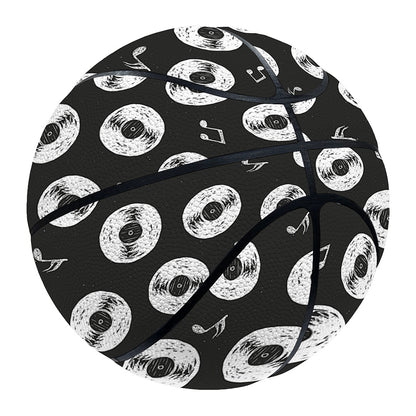 Hand Drawn Vinyl Record Pattern Print Basketball