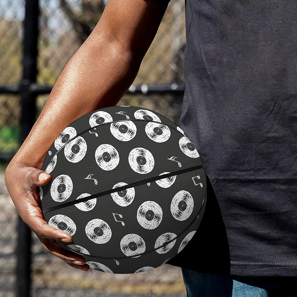 Hand Drawn Vinyl Record Pattern Print Basketball