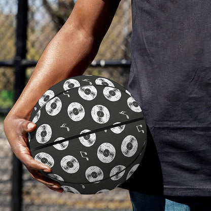 Hand Drawn Vinyl Record Pattern Print Basketball