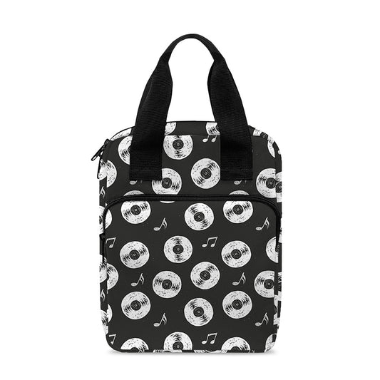 Hand Drawn Vinyl Record Pattern Print Bible Tote Bag