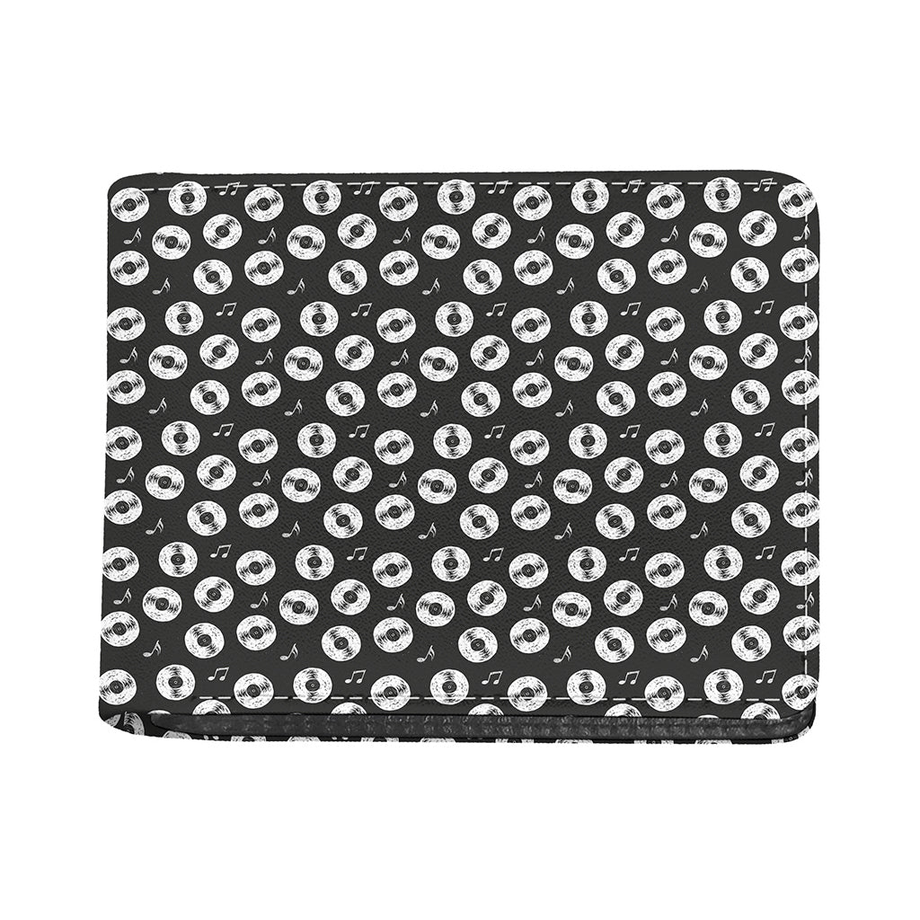 Hand Drawn Vinyl Record Pattern Print Bifold Wallet