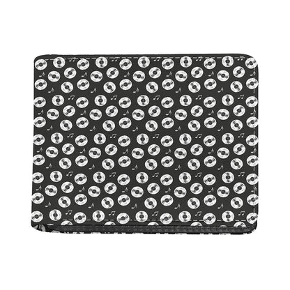 Hand Drawn Vinyl Record Pattern Print Bifold Wallet