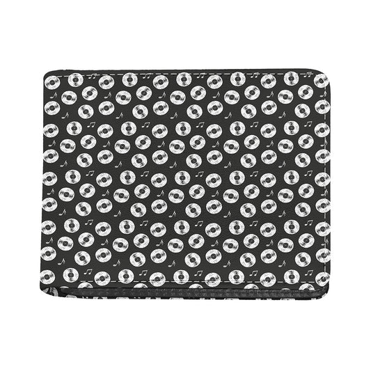 Hand Drawn Vinyl Record Pattern Print Bifold Wallet