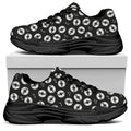 Hand Drawn Vinyl Record Pattern Print Black Chunky Shoes