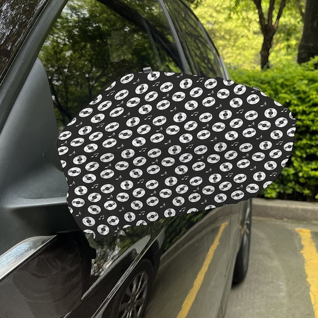 Hand Drawn Vinyl Record Pattern Print Car Side Mirror Covers