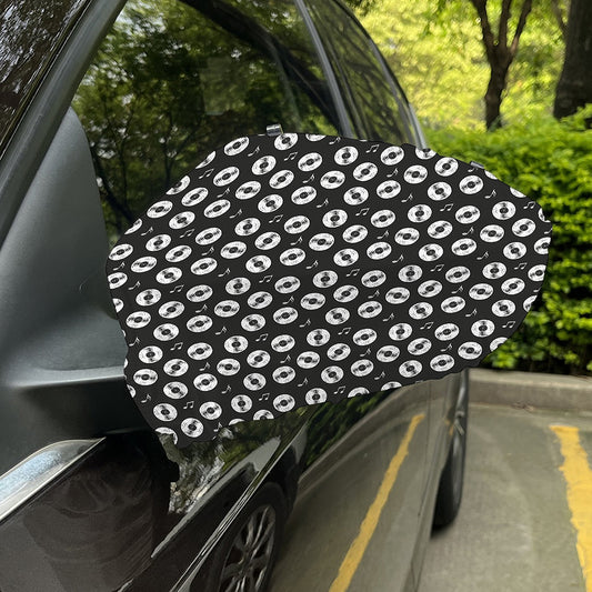 Hand Drawn Vinyl Record Pattern Print Car Side Mirror Covers