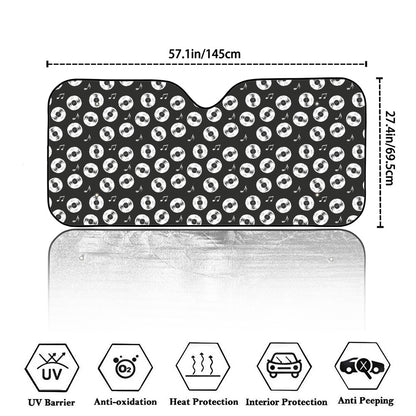Hand Drawn Vinyl Record Pattern Print Car Windshield Sun Shade
