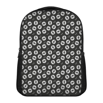Hand Drawn Vinyl Record Pattern Print Casual Backpack