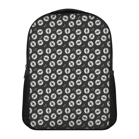 Hand Drawn Vinyl Record Pattern Print Casual Backpack