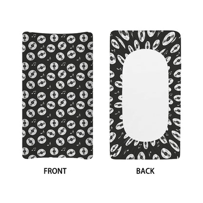 Hand Drawn Vinyl Record Pattern Print Changing Pad Cover