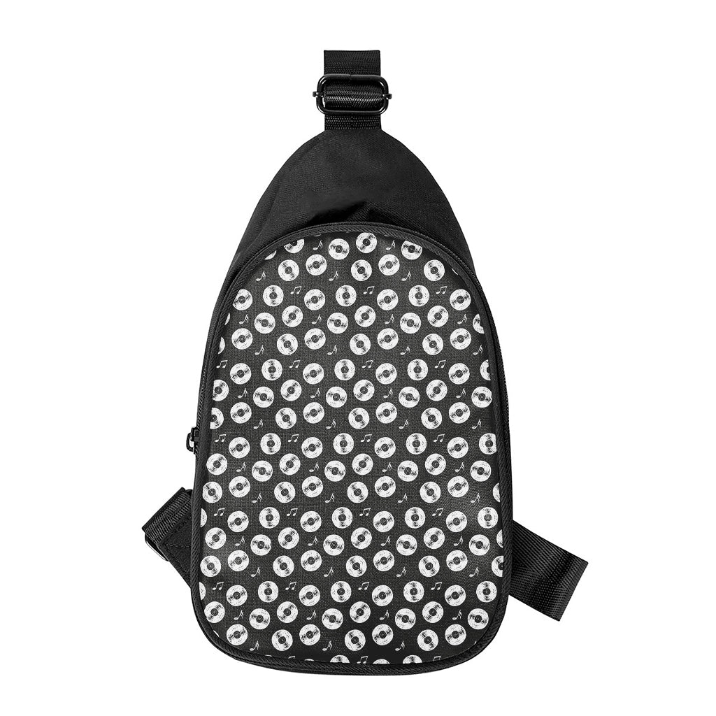 Hand Drawn Vinyl Record Pattern Print Chest Bag