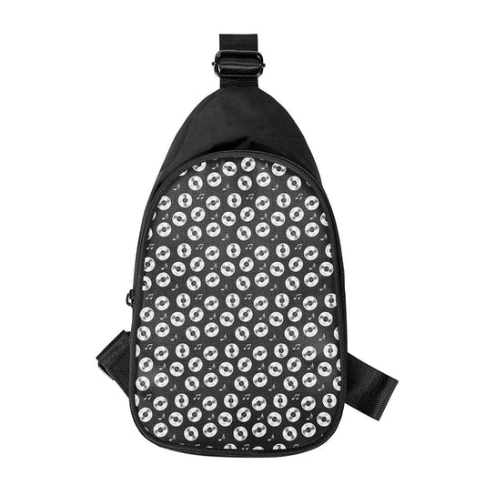 Hand Drawn Vinyl Record Pattern Print Chest Bag
