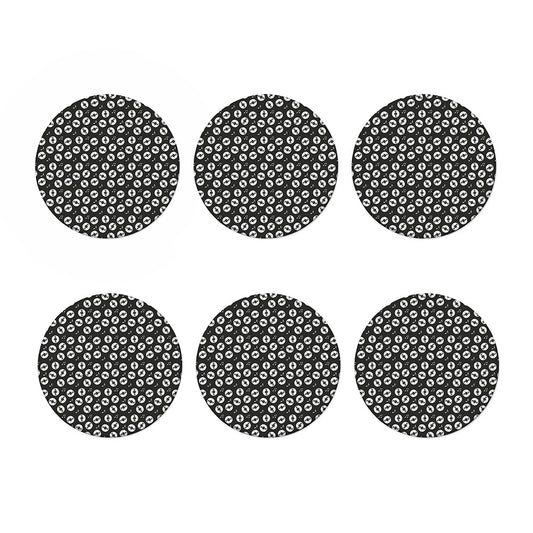 Hand Drawn Vinyl Record Pattern Print Coaster Set