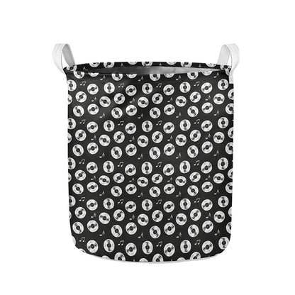 Hand Drawn Vinyl Record Pattern Print Collapsible Laundry Basket