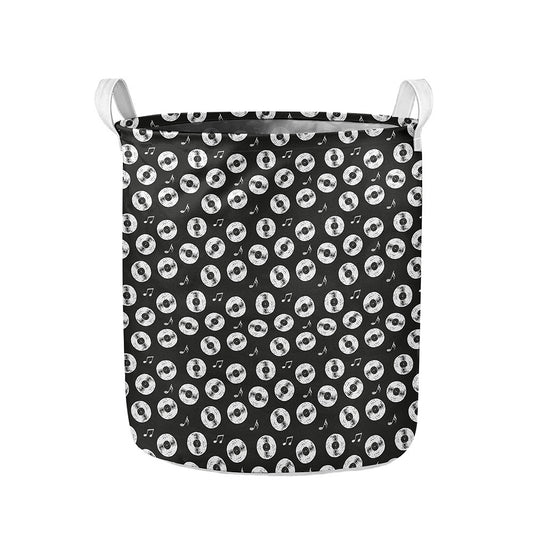 Hand Drawn Vinyl Record Pattern Print Collapsible Laundry Basket