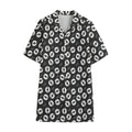 Hand Drawn Vinyl Record Pattern Print Cotton Hawaiian Shirt