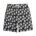 Hand Drawn Vinyl Record Pattern Print Cotton Shorts