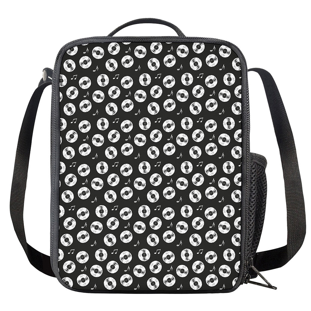 Hand Drawn Vinyl Record Pattern Print Crossbody Lunch Bag