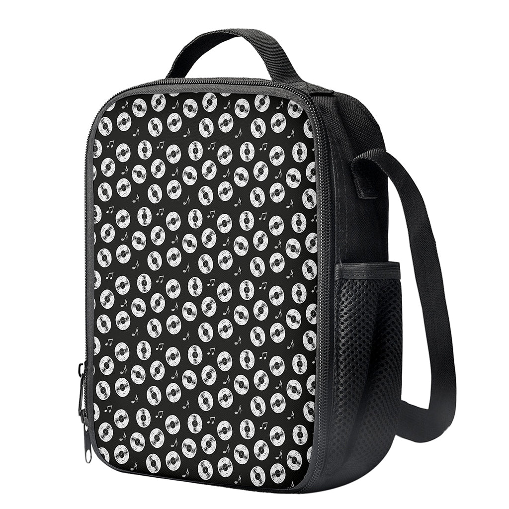 Hand Drawn Vinyl Record Pattern Print Crossbody Lunch Bag
