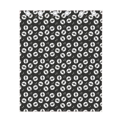 Hand Drawn Vinyl Record Pattern Print Curtain