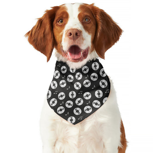 Hand Drawn Vinyl Record Pattern Print Dog Bandana