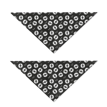 Hand Drawn Vinyl Record Pattern Print Dog Bandana