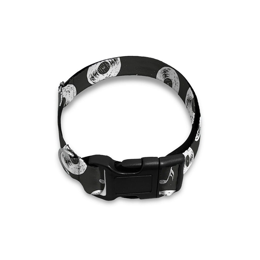 Hand Drawn Vinyl Record Pattern Print Dog Collar