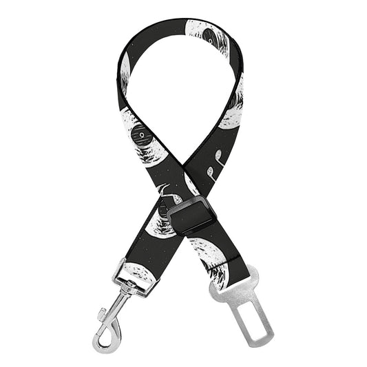 Hand Drawn Vinyl Record Pattern Print Dog Seat Belt