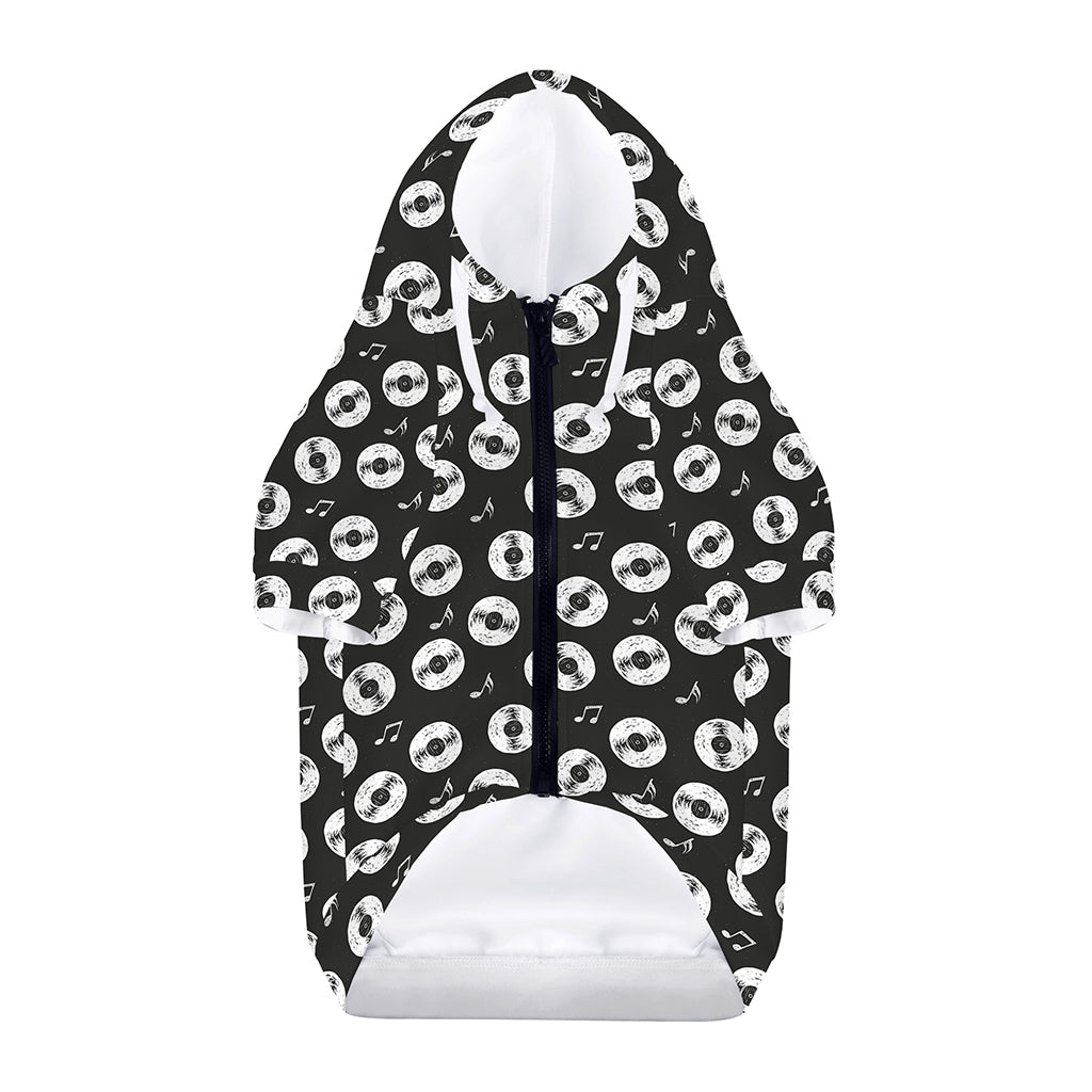 Hand Drawn Vinyl Record Pattern Print Dog Zip Up Hoodie