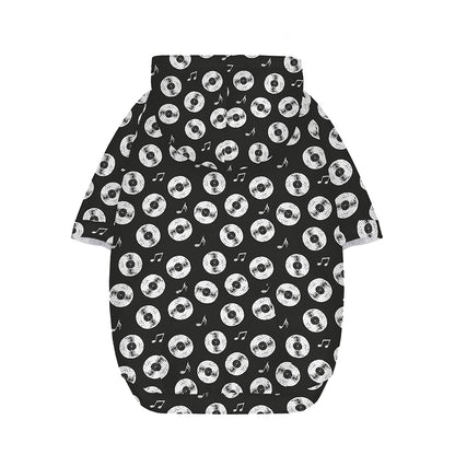 Hand Drawn Vinyl Record Pattern Print Dog Zip Up Hoodie