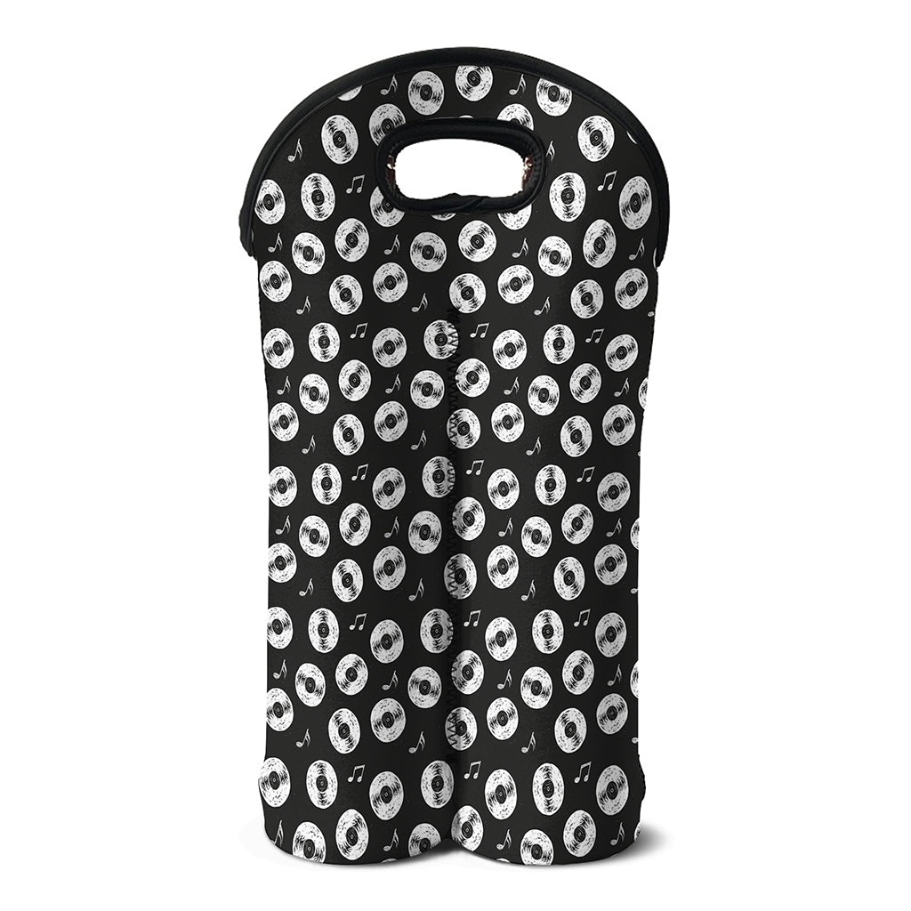 Hand Drawn Vinyl Record Pattern Print Double Neoprene Wine Tote
