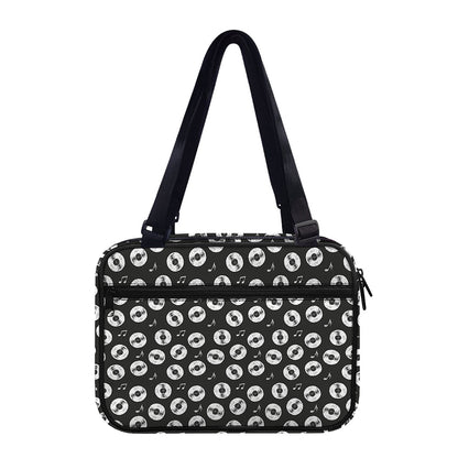 Hand Drawn Vinyl Record Pattern Print Double Strap Bible Bag