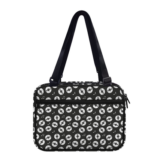Hand Drawn Vinyl Record Pattern Print Double Strap Bible Bag