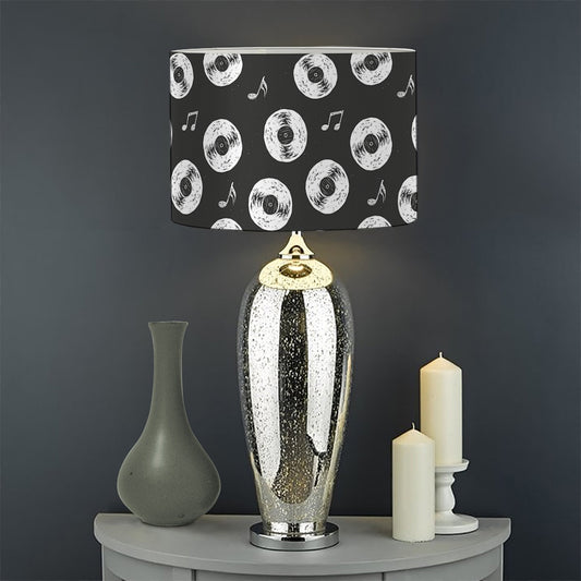 Hand Drawn Vinyl Record Pattern Print Drum Lamp Shade