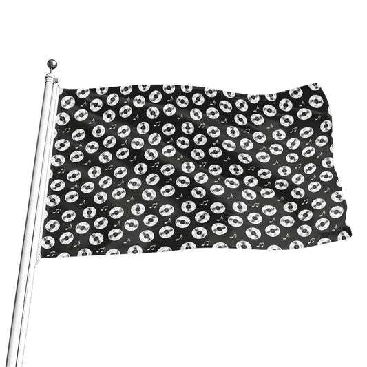 Hand Drawn Vinyl Record Pattern Print Flag