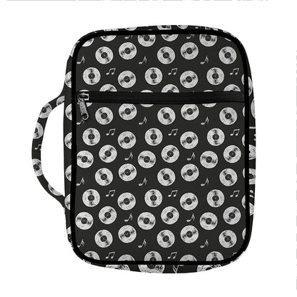 Hand Drawn Vinyl Record Pattern Print Front Pocket Bible Bag