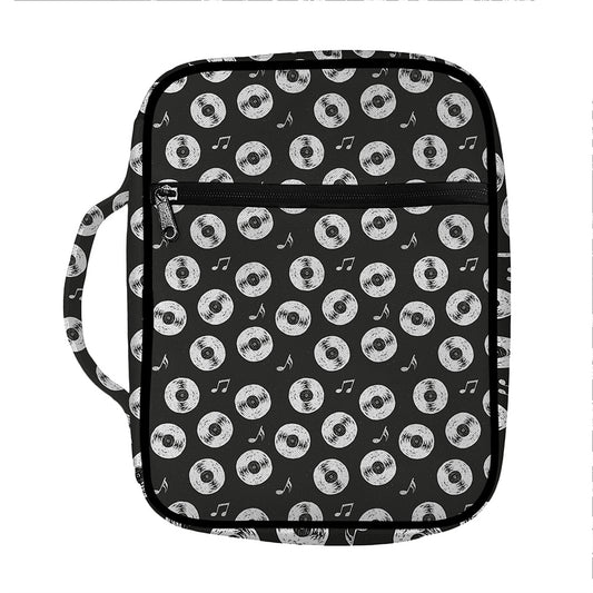 Hand Drawn Vinyl Record Pattern Print Front Pocket Bible Bag