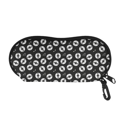 Hand Drawn Vinyl Record Pattern Print Glasses Case