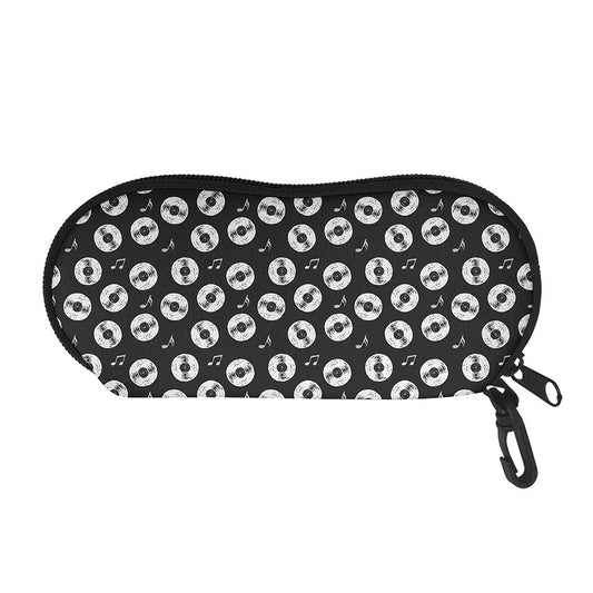 Hand Drawn Vinyl Record Pattern Print Glasses Case