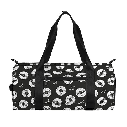 Hand Drawn Vinyl Record Pattern Print Gym Bag